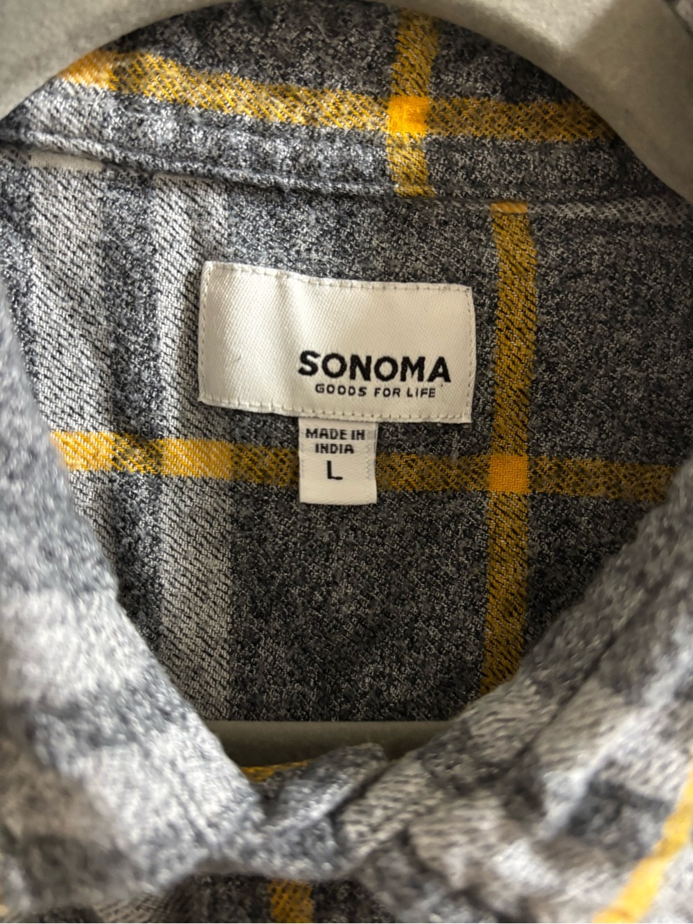 Sonoma Gray and Yellow Plaid Flannel Shirt - Picture 3 of 3
